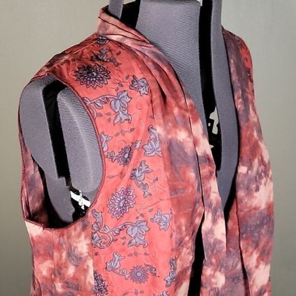 NWOT LOGO by Lori Goldstein Woven Tie-Dye Vest with Print Cotton Panels Sz M - Picture 6 of 13